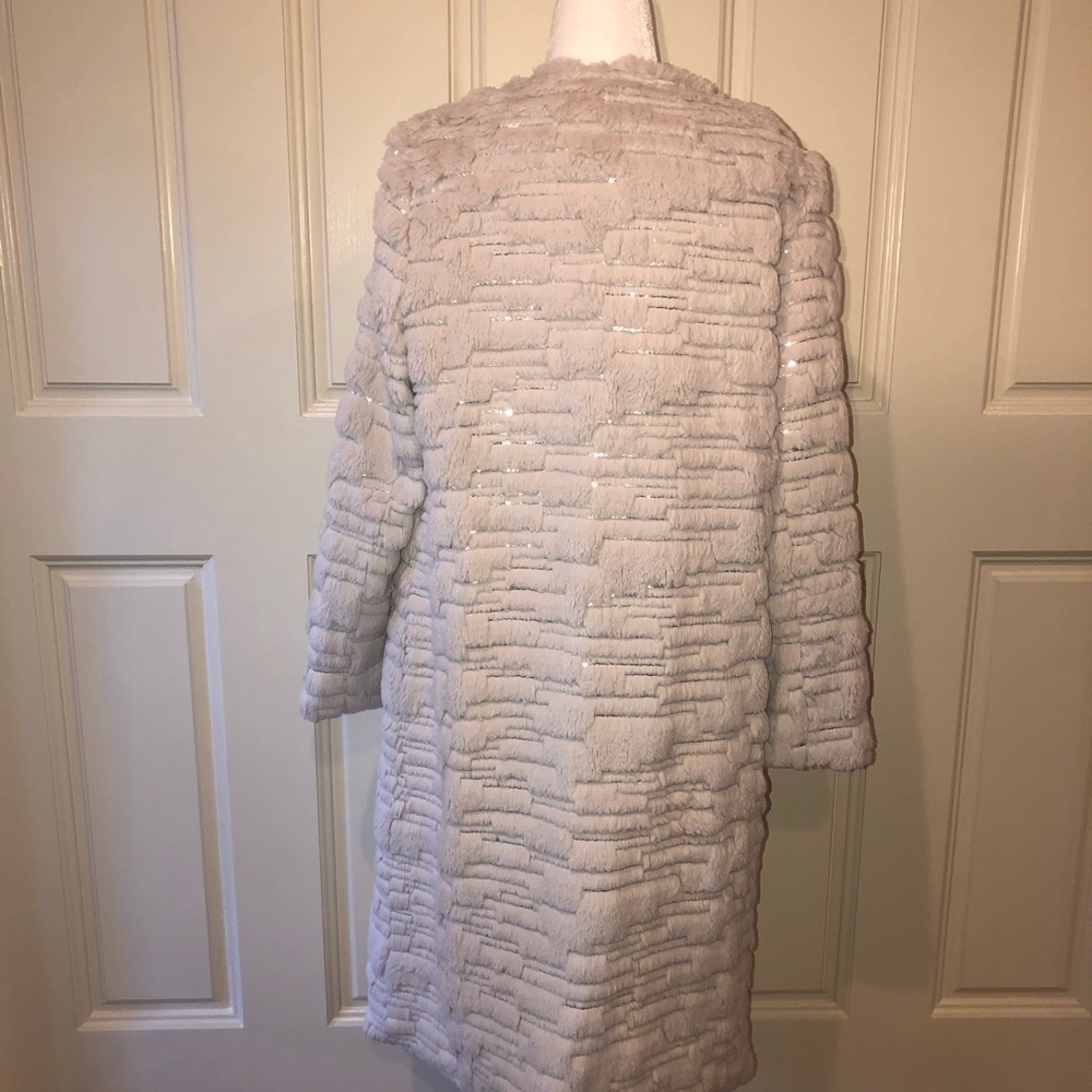 Milly Light Beige Faux Fur Long Coat - Picture 3 of 3